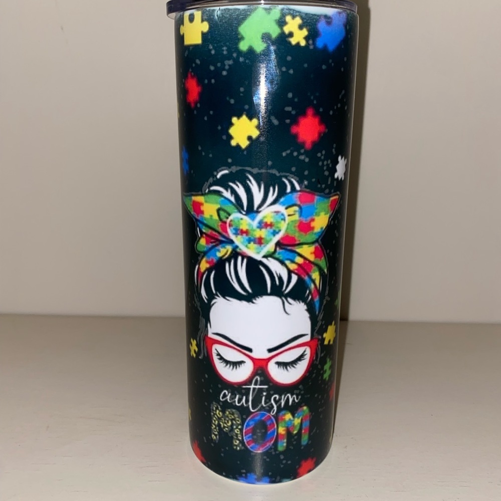 Autism Mom Skinny tumbler